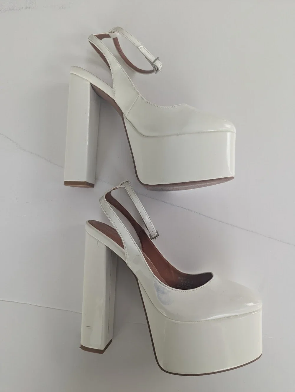 ASOS Designs Porter platform high shoes in white patent